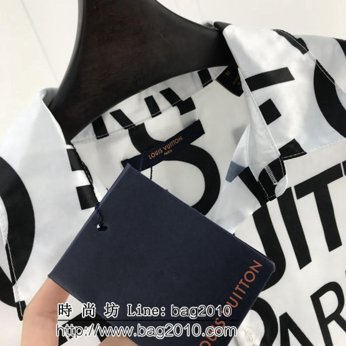 LV路易威登 19ss Galaxy星空系列 滿印英文字母圖案 真絲混紡男襯衫 男女同款 ydi1783